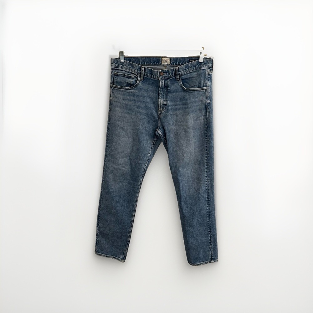 Faherty Jeans Men's 36x32 Blue Light Wash Denim Slim Fit Straight Stretch